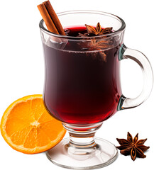 mulled wine with cinnamon and star anise and a slice of orange