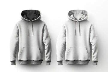Blank hoodie mockup isolated on white background, 3d rendering