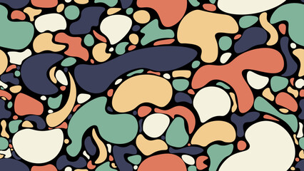 seamless pattern, abstract liquid-shaped elements, organic shapes, warm color, background, wallpaper