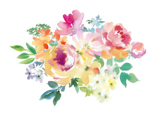 水彩で描いたバラと草花のインビテーション用ベクターイラスト素材