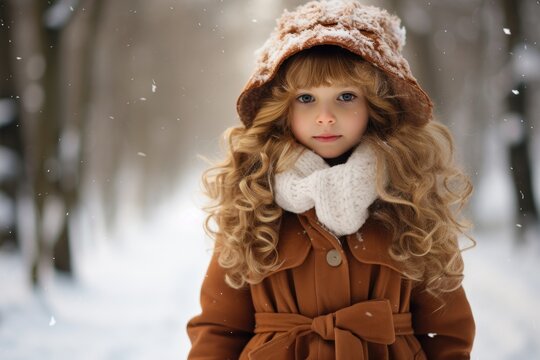 little girl wearing a fance winter dress - outdoor photo