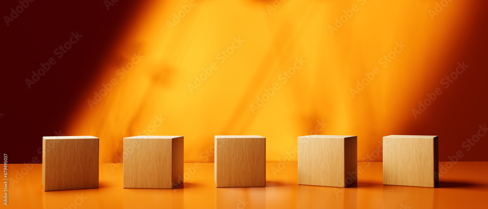 Poster square blocks and cubes - geometric shapes - 3d render