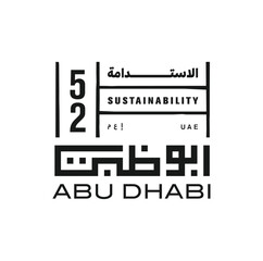 UAE National day logo.  52 Years Anniversary. (Translate of Arabic Text: Arabic Translate: Sustainability, Abu Dhabi). Vector Illustration.