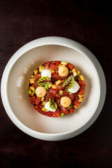beef tartare in the bowl