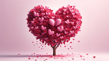 Heart tree, Red heart shaped tree, Valentine background, Love, Valentines day. generative ai