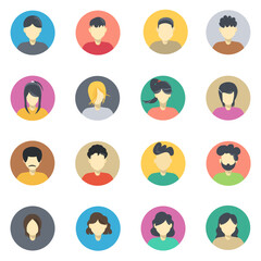 Illustration of avatar people characters, man and women casual mode set icon colorfuly