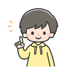 指差しポーズの男の子　上半身