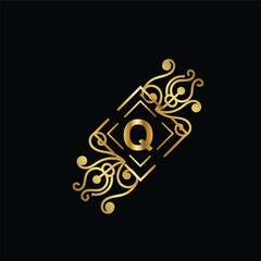 monogram latter logo design with golden color