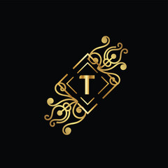 monogram latter logo design with golden color