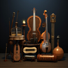 Ai Generated amazing art old instruments
