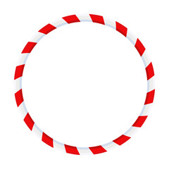 Christmas Candy Cane Frame. Striped ribbon circle sticker.