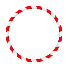 Christmas Candy Cane Frame. Striped ribbon circle sticker.