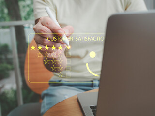 Satisfaction rating Five stars and a golden smiley face Bringing it to business rankings