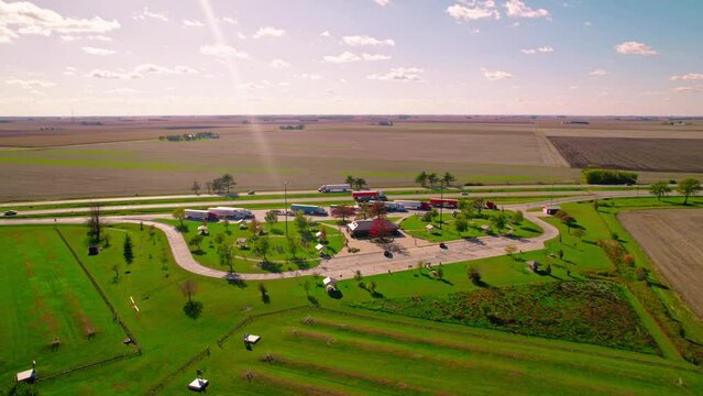 Illini Prairie, rest stop Northbound area in Tolono, Illinois, USA. Interstate 57 at Mile 222 near Pesotum.