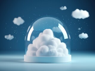 Clouds in a snow globe. 3D style imitation.