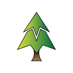 set of pine tree vector isolated on white background. nature, tree, plant, pine, fir, pine tree, wood, leaf, leaves, forest, environment, green, logo, icon, sticker, clipart, vector illustration