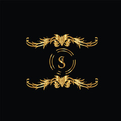 monogram latter logo design with golden color