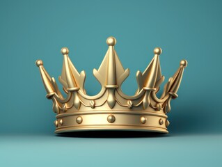 golden crown on a blue background. 3D style imitation.