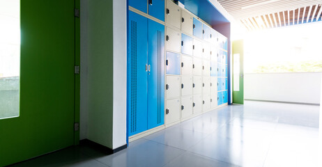Lockers in the school corridors