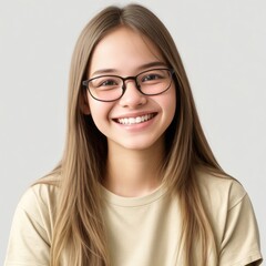 Obraz premium Smiling Female Student for Education and School Concept