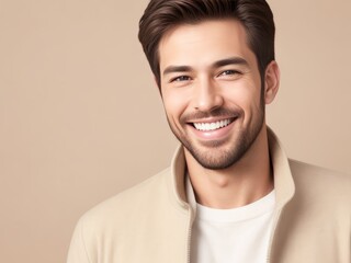 Obraz premium Smiling Man for Facial, Dental, and Hair Care Advertorial