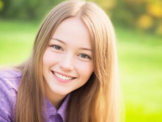 Naklejka premium Captivating Portrait of a Beautiful Smiling Girl
