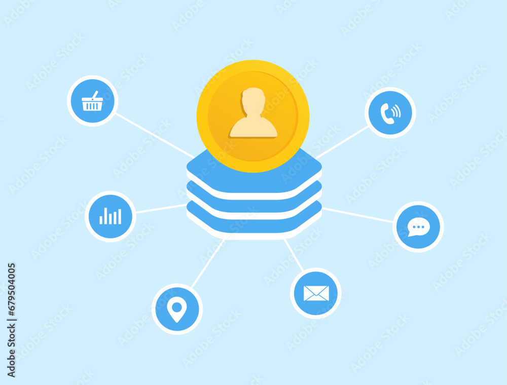Poster customer data platform - cdp marketing management concept. client database for enhanced digital mark