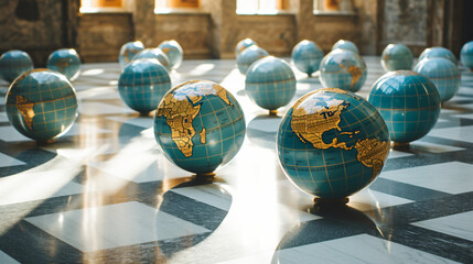 A group of globes - obrazy, fototapety, plakaty