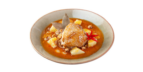 Massaman curry Thai food Asian food, Islamic food served in a plate on a white background