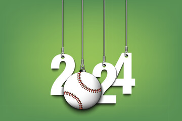 Happy New Year 2024 and baseball ball