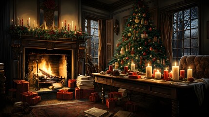 Naklejka premium A cozy, festive Christmas scene