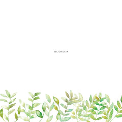 水彩画。水彩タッチの植物フレーム。草木のナチュラル装飾枠。ベクターイラスト。Watercolor painting. Plant frame with watercolor touch. Natural decorative frame of plants and trees. Vector illustration.