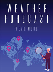 Screensaver or banner for television weather forecast flat vector illustration.