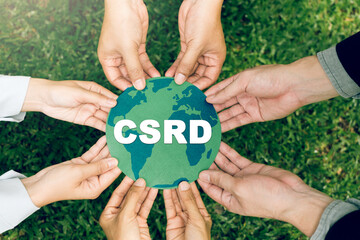 Corporate Sustainability Reporting Directive (CSRD) Concept. The European Union and financial...