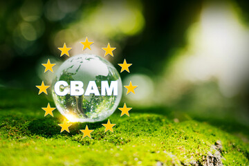 The first carbon-tariff system, the EU Carbon Border Adjustment Mechanism (CBAM). - obrazy, fototapety, plakaty