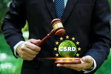 Corporate Sustainability Reporting Directive (CSRD) Concept. The European Union and financial reporting standards regarding sustainability disclosures. - 679509491