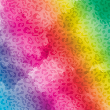 Leopard Print Rainbow Safari Image - Animal Print Background Design