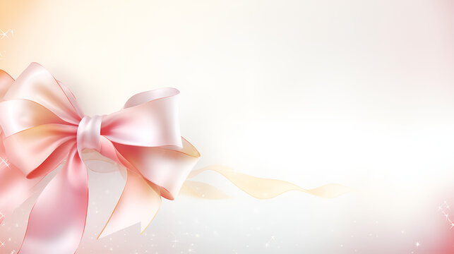 abstract background with pink flowers, A pink bow with pearls on it, A pink framed background with a pink color ribbon for Breast cancer awareness 