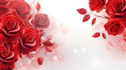 background with roses, red roses on the white background