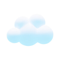 Cartoon 3d fluffy cloud. Vector soft blue realistic cloud isolated on white background. 3d Render bubble shape, round geometric cumulus illustration for design, game, app