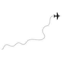 Airplane Travel Path Silhouette With Flat Design. Vector illustration. 