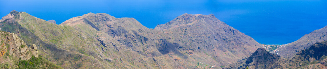 Panoramic view of the Anaga massif (Macizo de Anaga). Natural landscape of the north of Tenerife. Canary Islands. Spain.