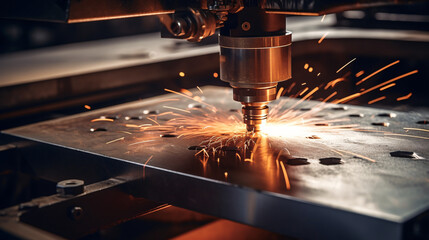 A laser is being used to cut a piece