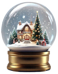 A charming illustration of an adorable snow globe New Year gift against a pure white background.