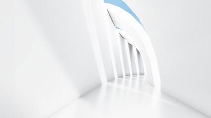Obraz premium Abstract white architecture background arched interior 3d render