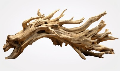 driftwood isolated on white background, old wood, Generative AI