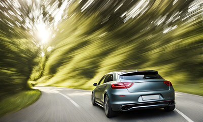 Naklejka premium Dramatic motion blur of a car on the road