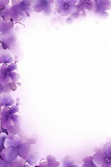 Violet flowers border photo frame background, Generative AI