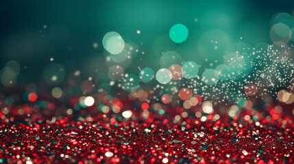 Red Glitter Bokeh Lights for Festive Christmas and New Year Background