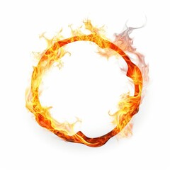 Ring fire flame frame on white background, Generative AI